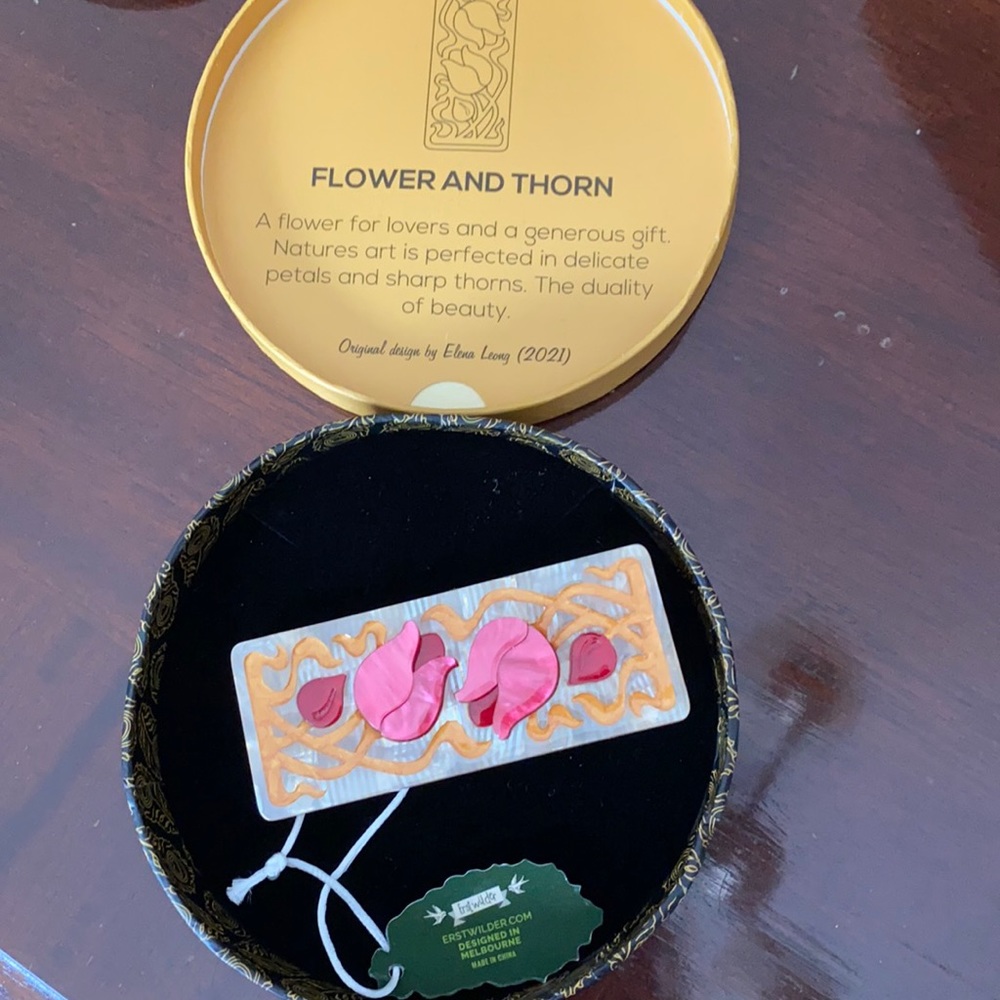 Erstwilder Art Nouveau Collection Flower and Thorn Brooch